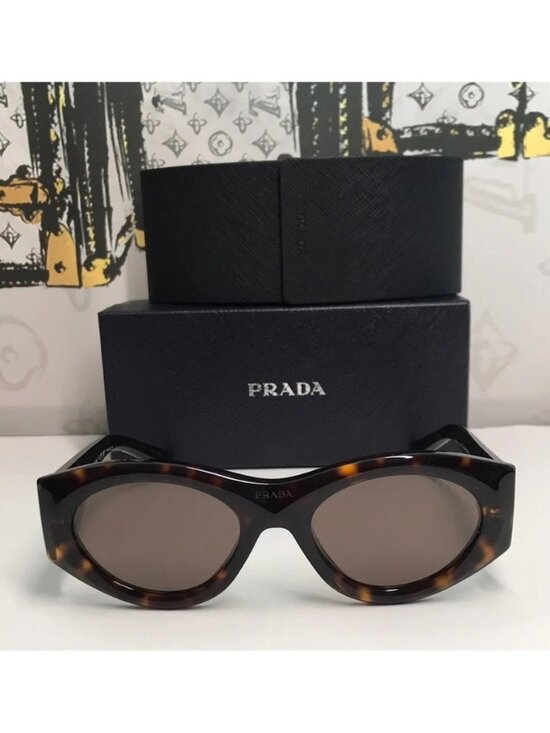New Authentic Prada PR 20ZS Dark Brown Oval Ladies Sunglasses – 2AU06B 53 main image 11